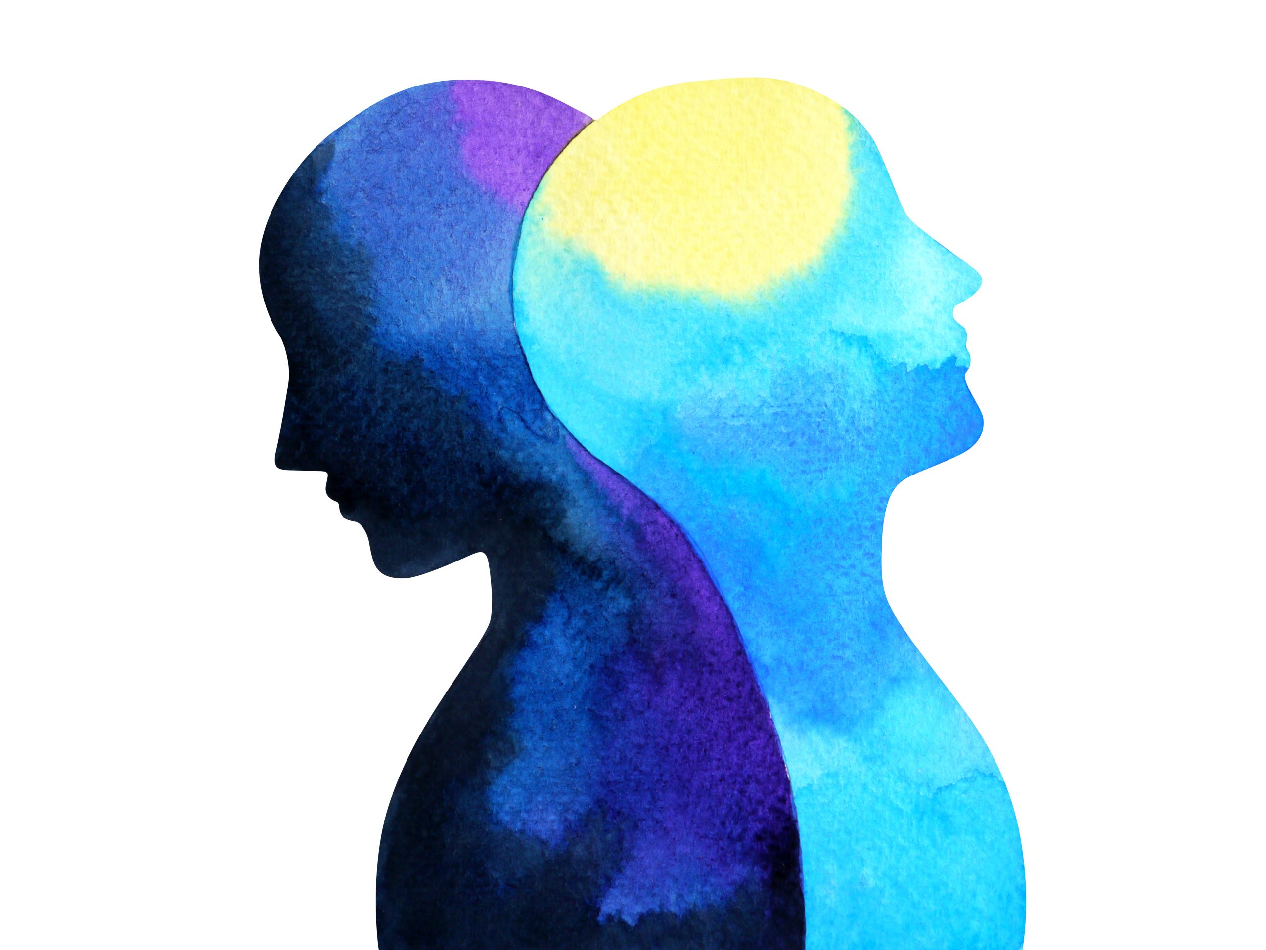 bipolar disorder mind mental health connection watercolor painting illustration hand drawing design symbol bipolaire stoornis depressie
